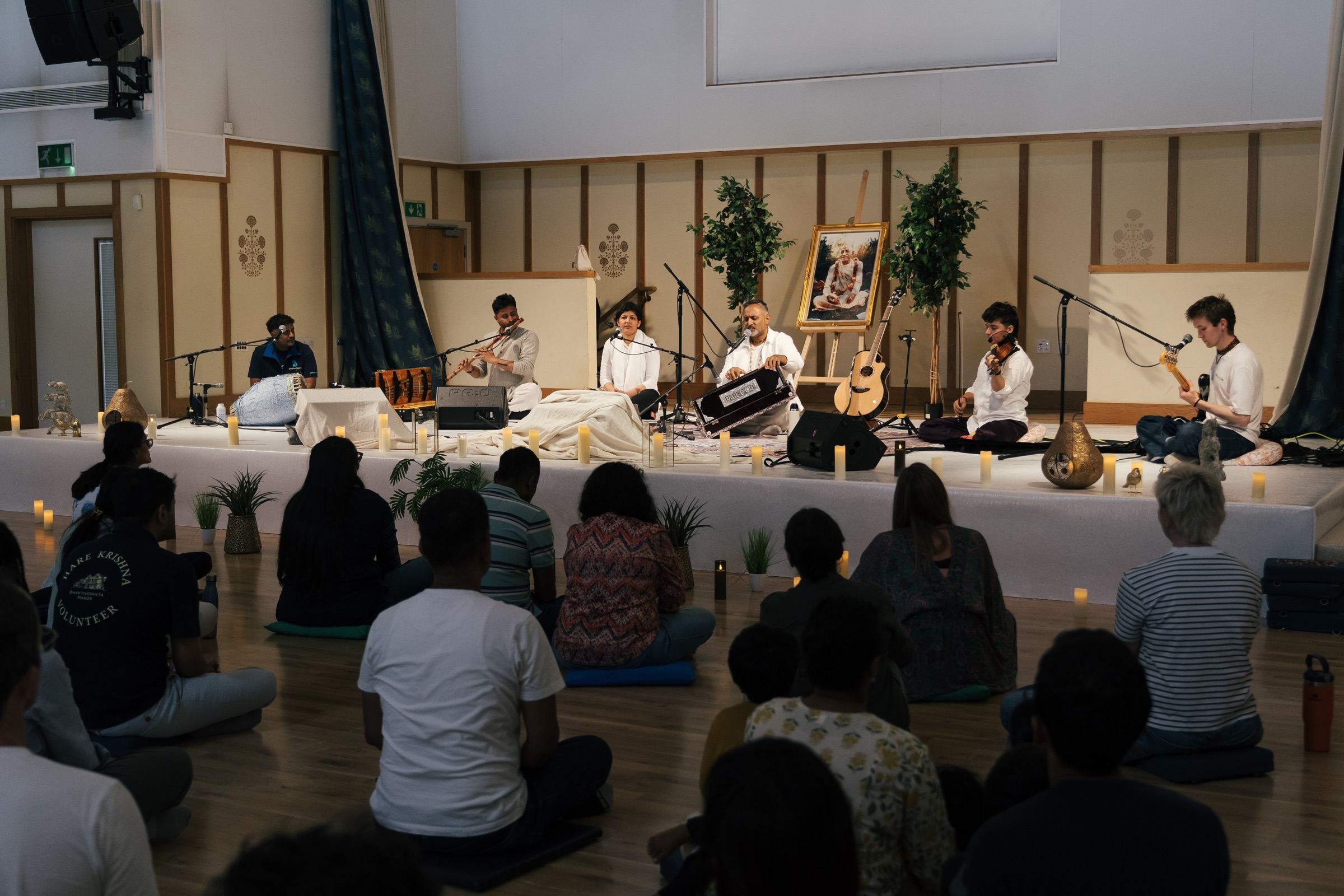 Musicians performing at a family kirtan